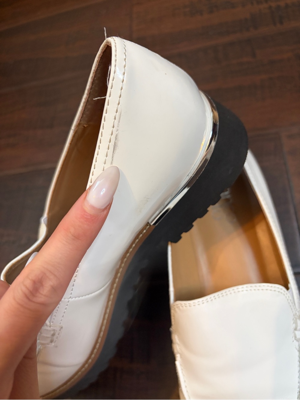 Franco Sarto White Leather Lug Sole Loafer preppy classic chic business casual - Picture 6 of 10
